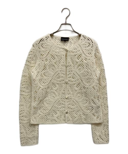 EMPORIO ARMANI（エンポリオ アルマーニ）EMPORIO ARMANI (エンポリオ アルマーニ) コーネリー刺繍ファブリック マクラメ風 アイボリー サイズ:42の古着・服飾アイテム