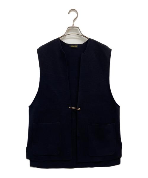 DRAWER（ドゥロワー）Drawer (ドゥロワー) 12Gミラノ編み コットン ニット ベスト ネイビー サイズ:Fの古着・服飾アイテム