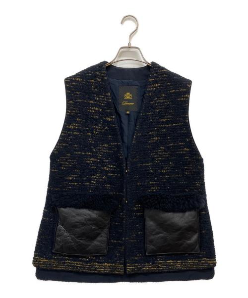 DRAWER（ドゥロワー）Drawer (ドゥロワー) 異素材ベスト ネイビー サイズ:SIZE36の古着・服飾アイテム
