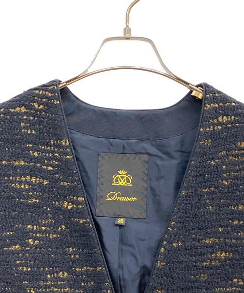 DRAWER（ドゥロワー）Drawer (ドゥロワー) 異素材ベスト ネイビー サイズ:SIZE36の古着・服飾アイテム