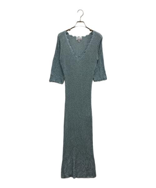 GANNI（ガニー）GANNI (ガニー) ラメニットワンピース ブルー サイズ:Mの古着・服飾アイテム