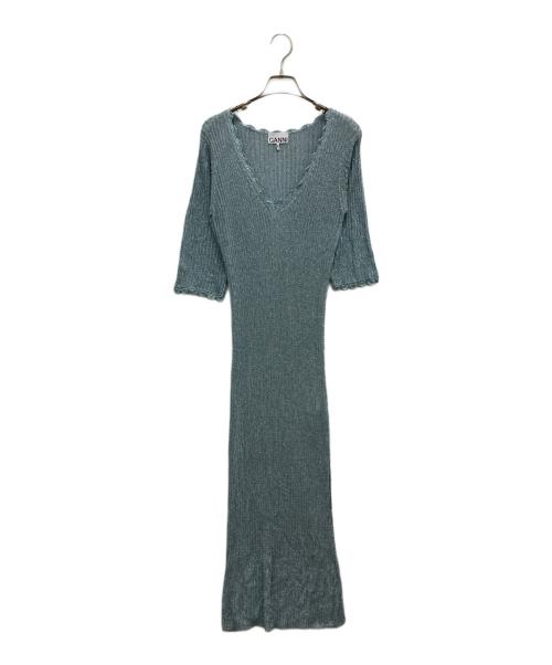 GANNI（ガニー）GANNI (ガニー) ラメニットワンピース ブルー サイズ:Mの古着・服飾アイテム