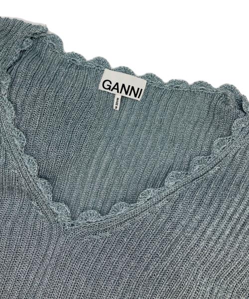 GANNI（ガニー）GANNI (ガニー) ラメニットワンピース ブルー サイズ:Mの古着・服飾アイテム