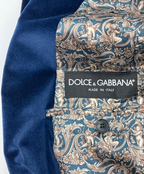 DOLCE & GABBANA（ドルチェ＆ガッバーナ）DOLCE & GABBANA (ドルチェ＆ガッバーナ) ベロアテーラードジャケット ブルー サイズ:44の古着・服飾アイテム