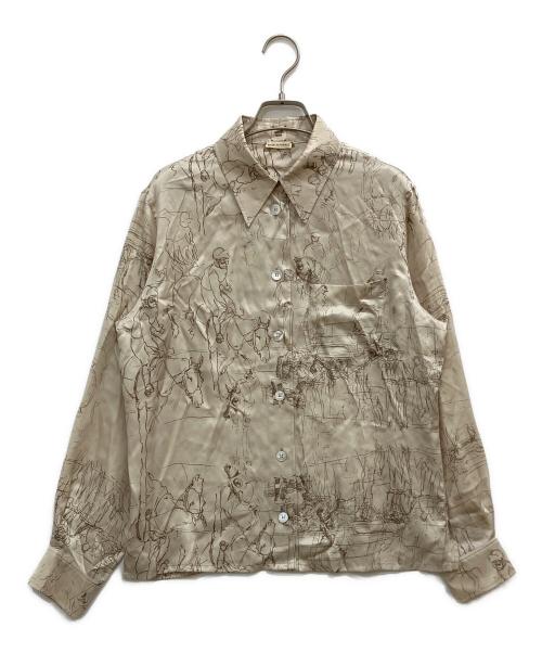 HERMES（エルメス）HERMES (エルメス) 袖セリエボタン乗馬柄シルクシャツ ベージュ サイズ:SIZE42の古着・服飾アイテム