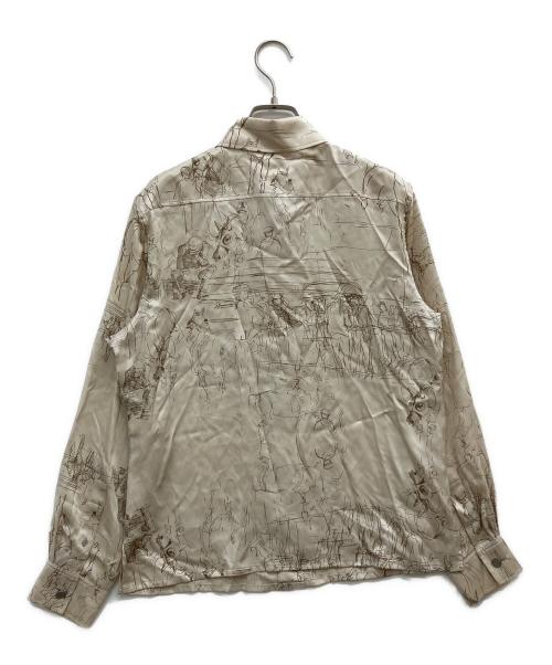HERMES（エルメス）HERMES (エルメス) 袖セリエボタン乗馬柄シルクシャツ ベージュ サイズ:SIZE42の古着・服飾アイテム