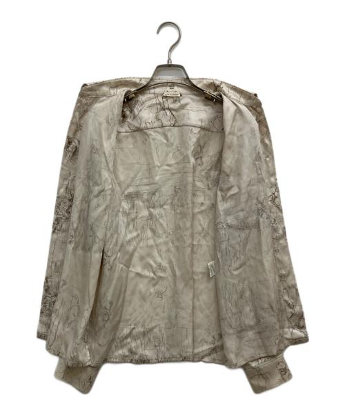 HERMES（エルメス）HERMES (エルメス) 袖セリエボタン乗馬柄シルクシャツ ベージュ サイズ:SIZE42の古着・服飾アイテム