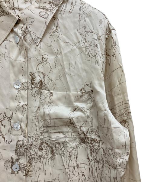 HERMES（エルメス）HERMES (エルメス) 袖セリエボタン乗馬柄シルクシャツ ベージュ サイズ:SIZE42の古着・服飾アイテム