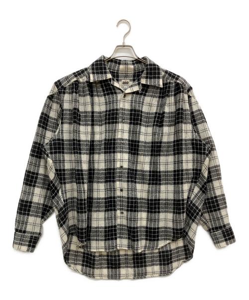 AiE（エーアイイー）AiE (エーアイイー) Painter Shirt - Gauze Plaid ホワイト×ブラック サイズ:Mの古着・服飾アイテム