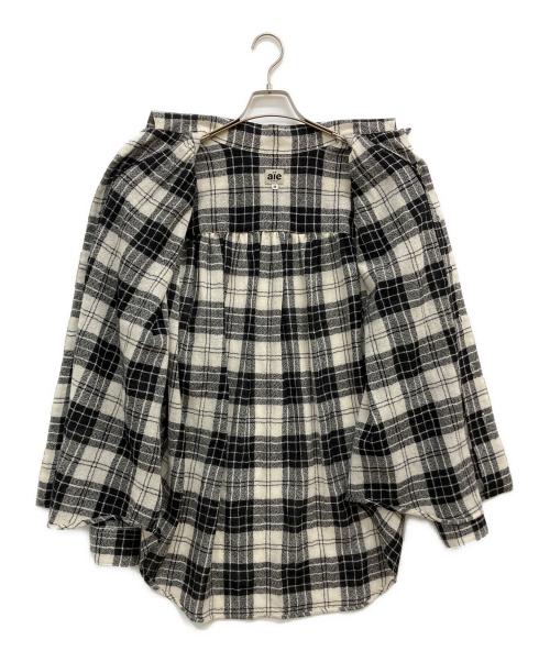 AiE（エーアイイー）AiE (エーアイイー) Painter Shirt - Gauze Plaid ホワイト×ブラック サイズ:Mの古着・服飾アイテム