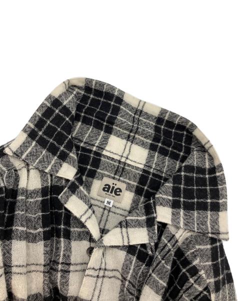 AiE（エーアイイー）AiE (エーアイイー) Painter Shirt - Gauze Plaid ホワイト×ブラック サイズ:Mの古着・服飾アイテム