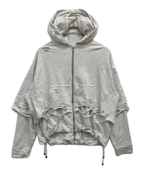 neith tokyo（ネイス）neith tokyo (ネイス) Layered Crush Hoodie グレー サイズ:Fの古着・服飾アイテム