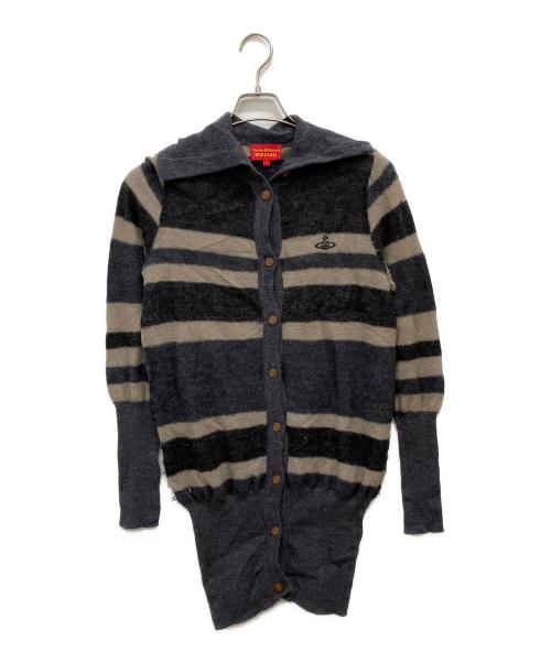 Vivienne Westwood RED LABEL（ヴィヴィアンウエストウッドレッドレーベル）Vivienne Westwood RED LABEL (ヴィヴィアンウエストウッドレッドレーベル) モヘア混ウールカーディガン ブラック×グレー サイズ:1の古着・服飾アイテム