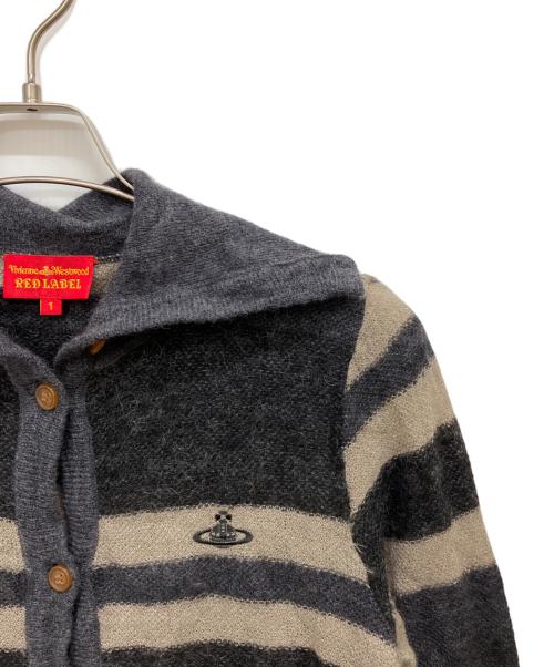 Vivienne Westwood RED LABEL（ヴィヴィアンウエストウッドレッドレーベル）Vivienne Westwood RED LABEL (ヴィヴィアンウエストウッドレッドレーベル) モヘア混ウールカーディガン ブラック×グレー サイズ:1の古着・服飾アイテム