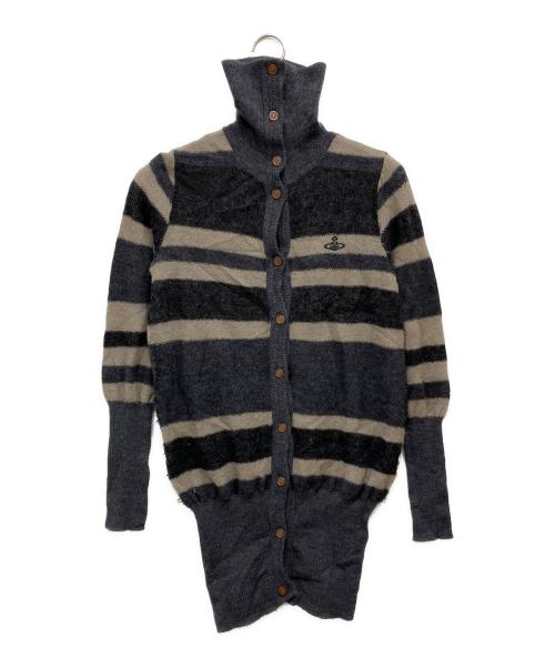 Vivienne Westwood RED LABEL（ヴィヴィアンウエストウッドレッドレーベル）Vivienne Westwood RED LABEL (ヴィヴィアンウエストウッドレッドレーベル) モヘア混ウールカーディガン ブラック×グレー サイズ:1の古着・服飾アイテム