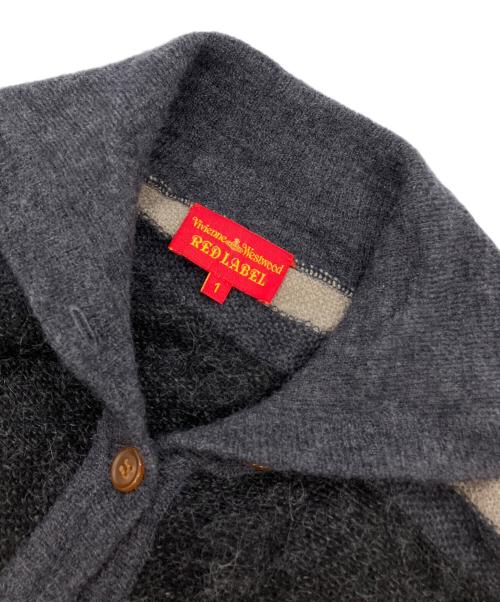 Vivienne Westwood RED LABEL（ヴィヴィアンウエストウッドレッドレーベル）Vivienne Westwood RED LABEL (ヴィヴィアンウエストウッドレッドレーベル) モヘア混ウールカーディガン ブラック×グレー サイズ:1の古着・服飾アイテム