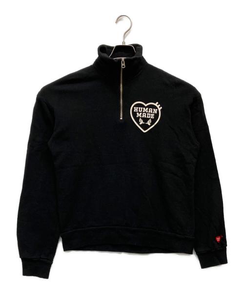 HUMAN MADE（ヒューマンメイド）HUMAN MADE (ヒューマンメイド) military half zip sweatshirt ブラック サイズ:Sの古着・服飾アイテム