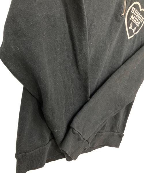 HUMAN MADE（ヒューマンメイド）HUMAN MADE (ヒューマンメイド) military half zip sweatshirt ブラック サイズ:Sの古着・服飾アイテム