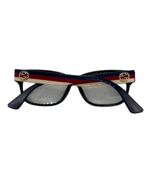 GUCCI（グッチ）GUCCI (グッチ) 伊達メガネ ネイビー サイズ:55□14-150の古着・服飾アイテム