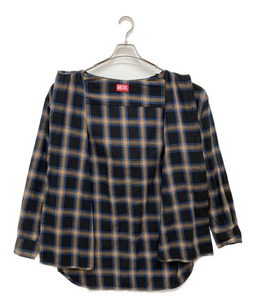 DIESEL（ディーゼル）DIESEL (ディーゼル) シャツ ブラウン×ブラック サイズ:46の古着・服飾アイテム
