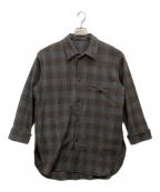 URUウル）の古着「WOOL CHECK OVER SHIRTS」｜ベージュ