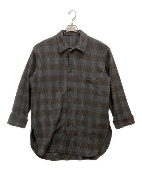 URU（ウル）uru (ウル) WOOL CHECK OVER SHIRTS ベージュ サイズ:SIZE 1の古着・服飾アイテム