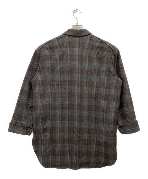 URU（ウル）uru (ウル) WOOL CHECK OVER SHIRTS ベージュ サイズ:SIZE 1の古着・服飾アイテム