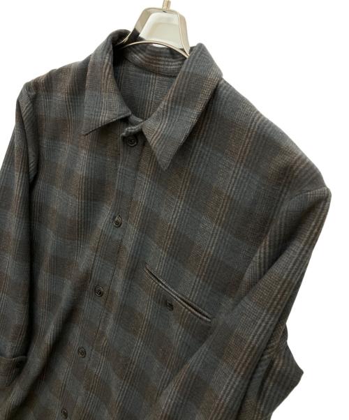 URU（ウル）uru (ウル) WOOL CHECK OVER SHIRTS ベージュ サイズ:SIZE 1の古着・服飾アイテム