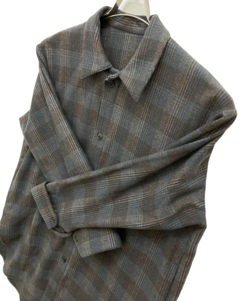 URU（ウル）uru (ウル) WOOL CHECK OVER SHIRTS ベージュ サイズ:SIZE 1の古着・服飾アイテム