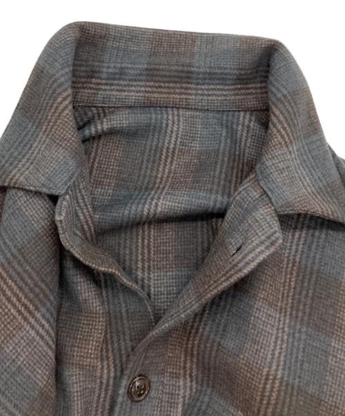 URU（ウル）uru (ウル) WOOL CHECK OVER SHIRTS ベージュ サイズ:SIZE 1の古着・服飾アイテム