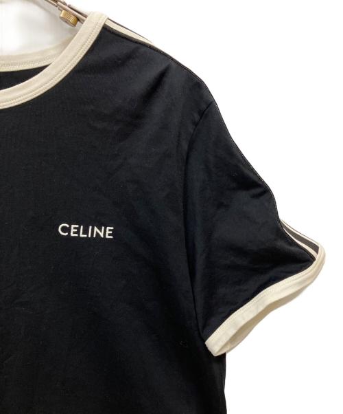 CELINE（セリーヌ）CELINE (セリーヌ) Logo Embroidered Cotton Jersey T-Shirt ホワイト×ブラック サイズ:Lの古着・服飾アイテム