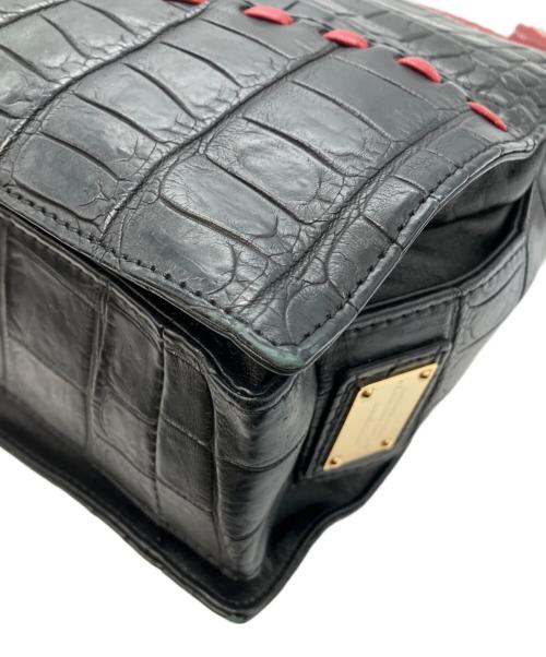 LEATHER JEWELS（レザージュエルズ）leather jewels (レザージュエルズ) クロコ型押しレザーショルダーバッグ ブラックの古着・服飾アイテム