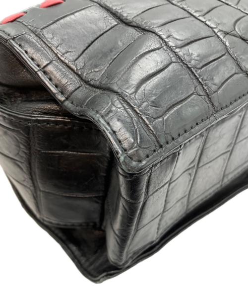 LEATHER JEWELS（レザージュエルズ）leather jewels (レザージュエルズ) クロコ型押しレザーショルダーバッグ ブラックの古着・服飾アイテム