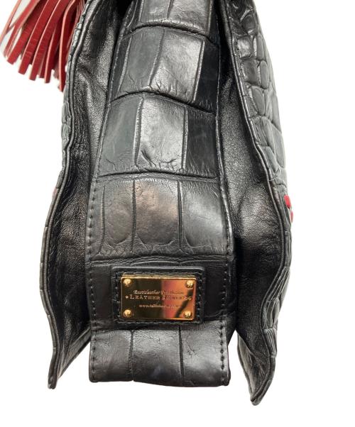 LEATHER JEWELS（レザージュエルズ）leather jewels (レザージュエルズ) クロコ型押しレザーショルダーバッグ ブラックの古着・服飾アイテム