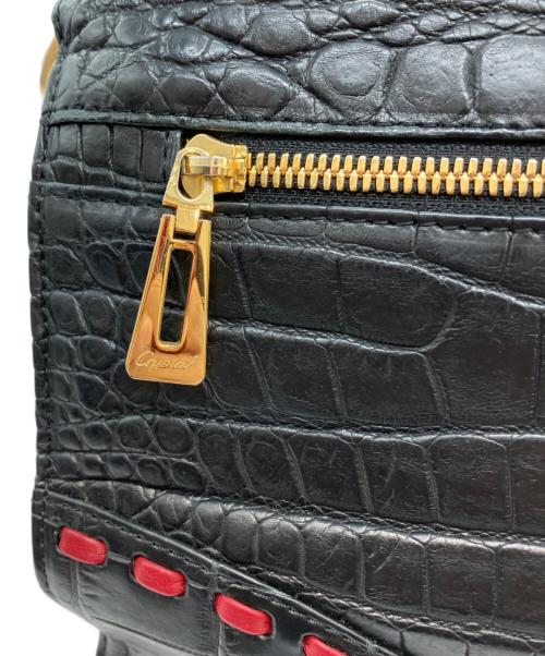 LEATHER JEWELS（レザージュエルズ）leather jewels (レザージュエルズ) クロコ型押しレザーショルダーバッグ ブラックの古着・服飾アイテム
