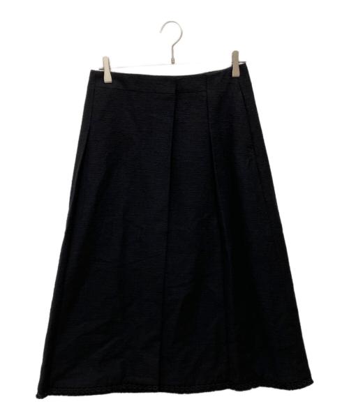 DRAWER（ドゥロワー）Drawer (ドゥロワー) ツイードフリンジラップスカート ブラック サイズ:40の古着・服飾アイテム