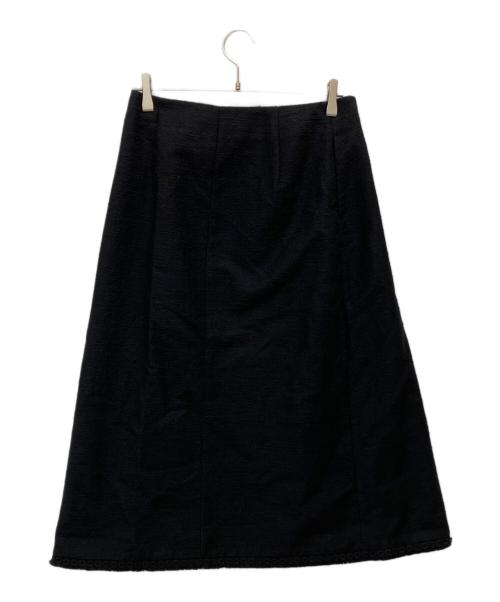DRAWER（ドゥロワー）Drawer (ドゥロワー) ツイードフリンジラップスカート ブラック サイズ:40の古着・服飾アイテム