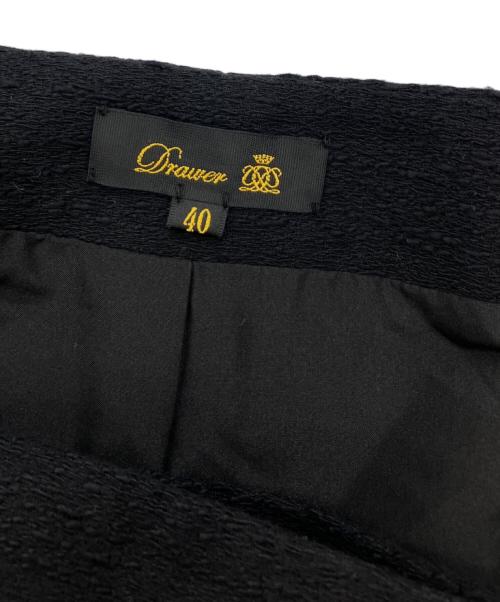 DRAWER（ドゥロワー）Drawer (ドゥロワー) ツイードフリンジラップスカート ブラック サイズ:40の古着・服飾アイテム