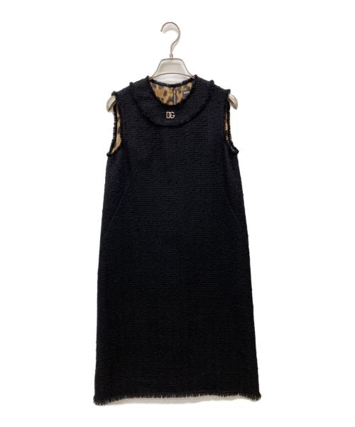 DOLCE & GABBANA（ドルチェ＆ガッバーナ）DOLCE & GABBANA (ドルチェ＆ガッバーナ) ツイードノースリーブワンピース ブラック サイズ:36の古着・服飾アイテム