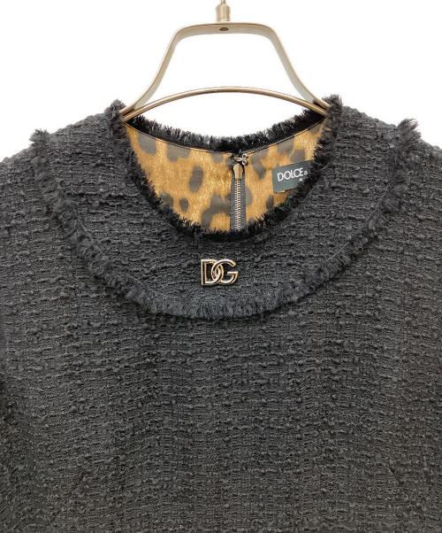 DOLCE & GABBANA（ドルチェ＆ガッバーナ）DOLCE & GABBANA (ドルチェ＆ガッバーナ) ツイードノースリーブワンピース ブラック サイズ:36の古着・服飾アイテム
