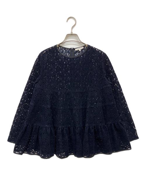 YORI（ヨリ）yori (ヨリ) フロッキーレースティアードブラウス ネイビー サイズ:36の古着・服飾アイテム