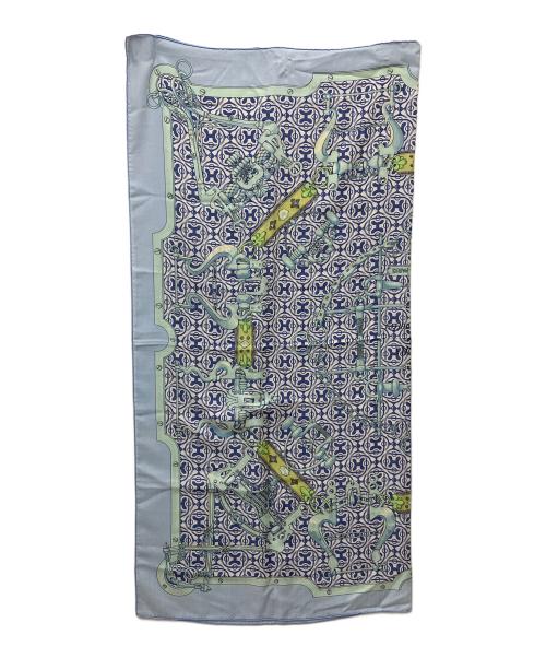 HERMES（エルメス）HERMES (エルメス) シルクカシミヤスカーフ スカイブルーの古着・服飾アイテム