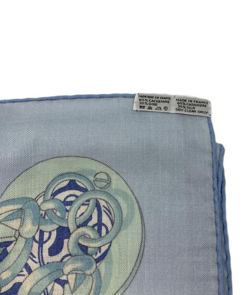 HERMES（エルメス）HERMES (エルメス) シルクカシミヤスカーフ スカイブルーの古着・服飾アイテム