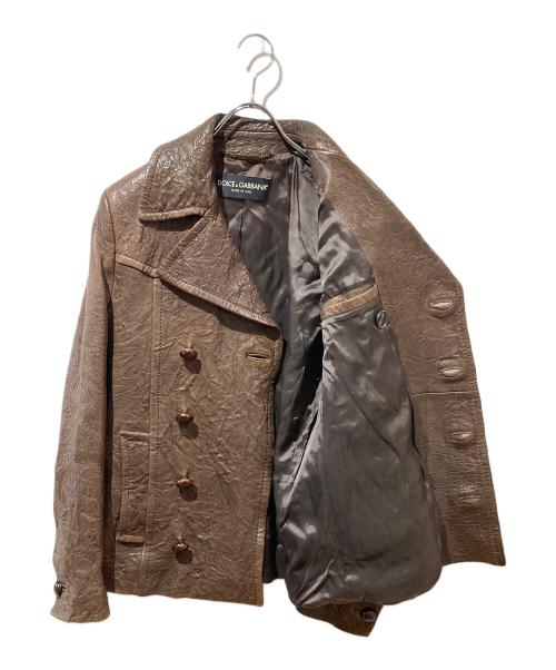 DOLCE & GABBANA（ドルチェ＆ガッバーナ）DOLCE & GABBANA (ドルチェ＆ガッバーナ) ラムレザージャケット ブラウン サイズ:44の古着・服飾アイテム