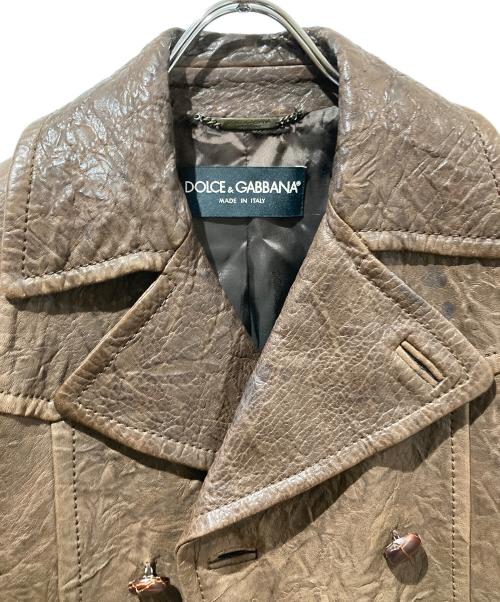 DOLCE & GABBANA（ドルチェ＆ガッバーナ）DOLCE & GABBANA (ドルチェ＆ガッバーナ) ラムレザージャケット ブラウン サイズ:44の古着・服飾アイテム