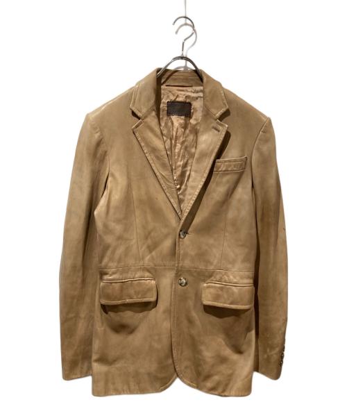 PRADA（プラダ）PRADA (プラダ) レザーテーラードジャケット ベージュ サイズ:44の古着・服飾アイテム