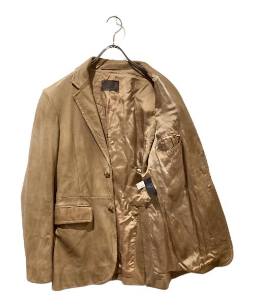 PRADA（プラダ）PRADA (プラダ) レザーテーラードジャケット ベージュ サイズ:44の古着・服飾アイテム