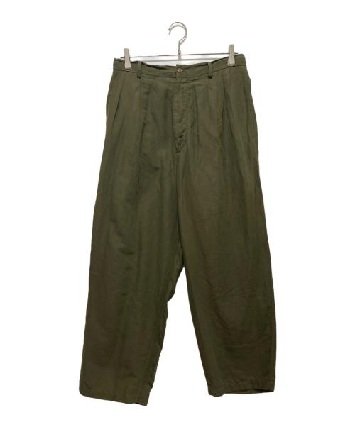 yokosakamoto（ヨウコサカモト）YOKOSAKAMOTO (ヨウコサカモト) リネンコットンパンツ オリーブ サイズ:Mの古着・服飾アイテム