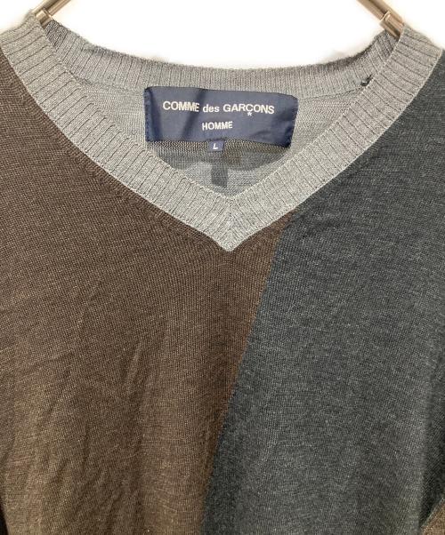 COMME des GARCONS HOMME（コムデギャルソン オム）COMME des GARCONS HOMME (コムデギャルソン オム) Vネックニット ブラウン サイズ:Ｌの古着・服飾アイテム