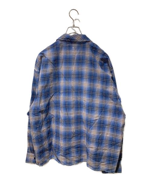 LQUARTET（エルカルテット）LQUARTET (エルカルテット) ORGANIC COTTON SEERUCKER CHECK 50S CRAFTMAN SHIRT ブルー サイズ:Ｌの古着・服飾アイテム